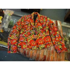 Isaac Mizrahi target multi color flower suit jacket blazer womens L